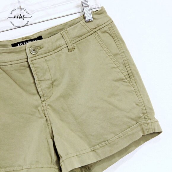 Liverpool Buddy Mid Rise Trouser Cotton Blend Shorts Green Women 6/28 - Picture 4 of 9